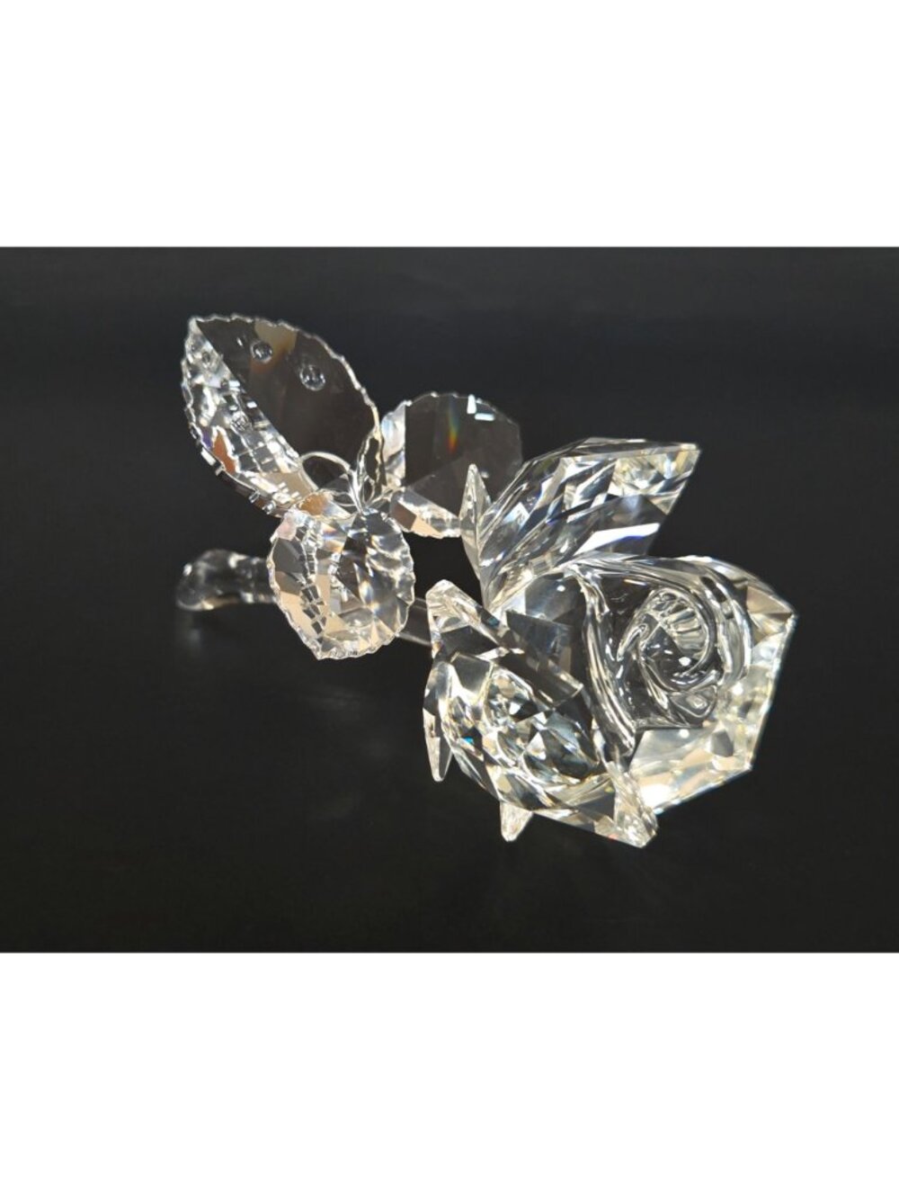 3.25 in. Swarovski Blossoming Rose Figure Figurine 2010 Clear Cut Crystal